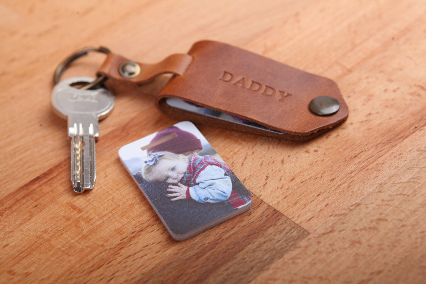 Dad Keychain Customize Photo, Personalised Dad Photo Keyring, Leather Photograph Keychain / Christmas Birthday Father's Day Gift For Him