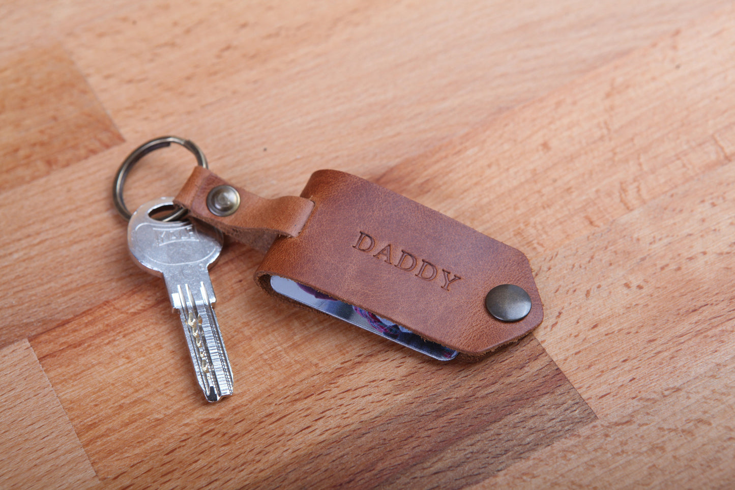 Dad Keychain Customize Photo, Personalised Dad Photo Keyring, Leather Photograph Keychain / Christmas Birthday Father's Day Gift For Him