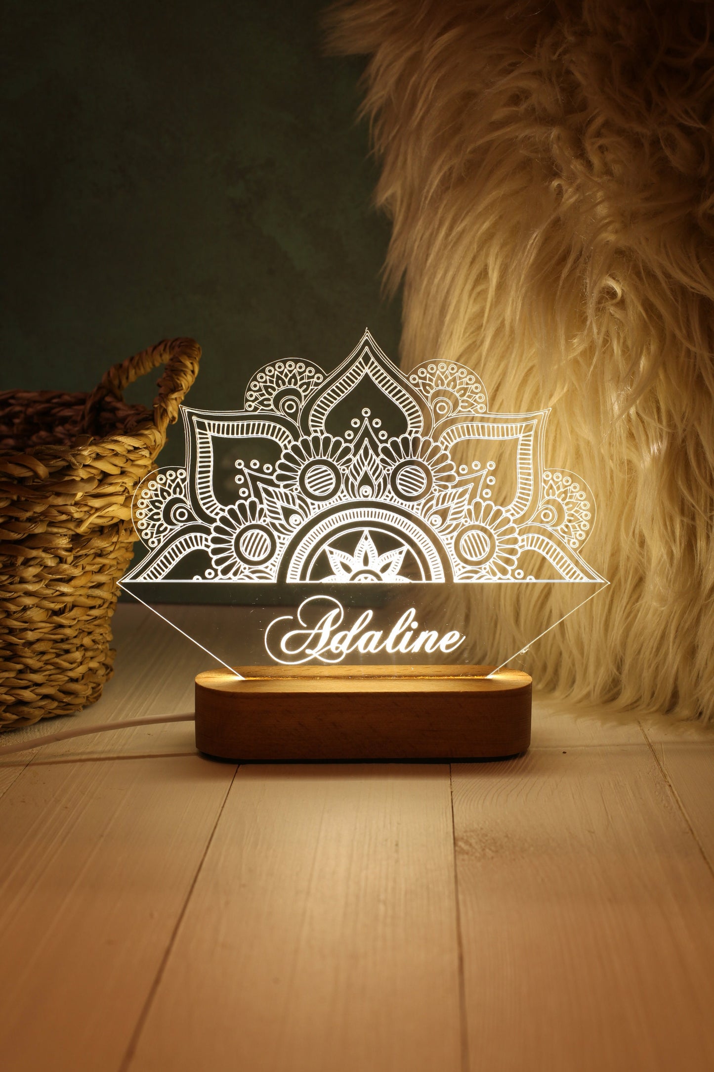 Personalized Gift Lotus Flower Mandala - Custom Mandala Night Light