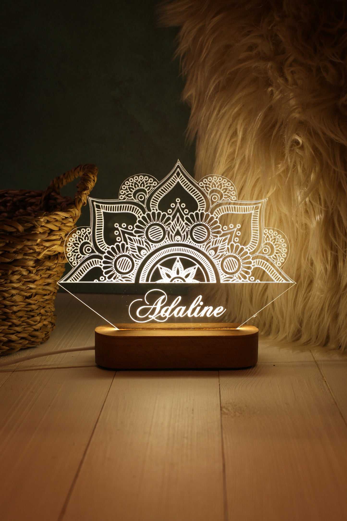 Personalized Gift Lotus Flower Mandala - Custom Mandala Night Light