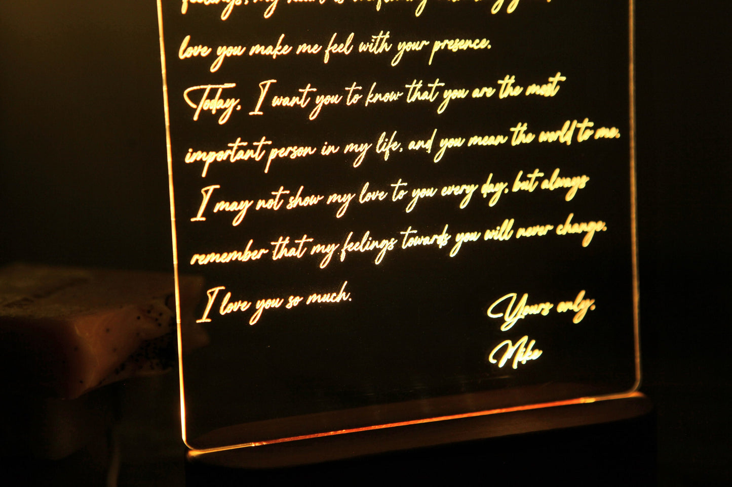 Custom Hand-Written Letter Night Light as Valentines Gift
