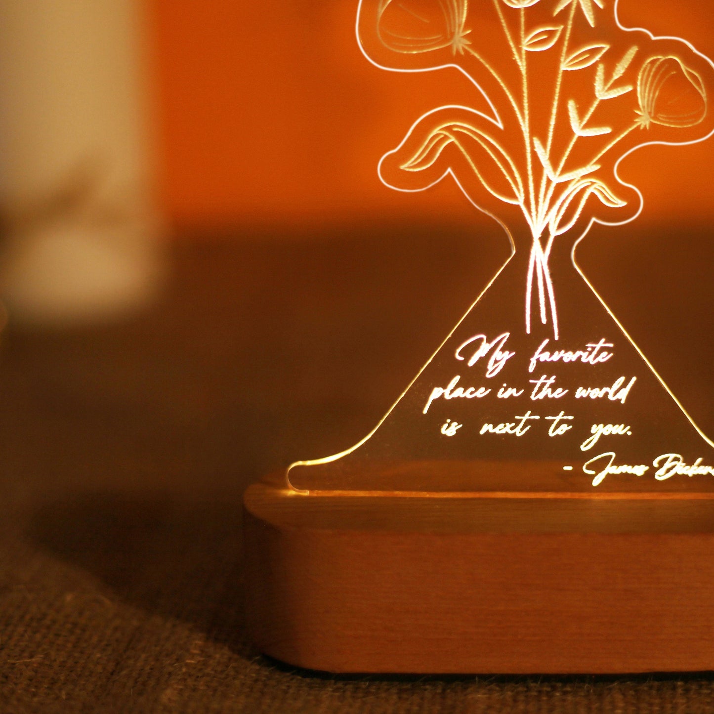 Custom Flower Night Light for Mom Personalized Gift