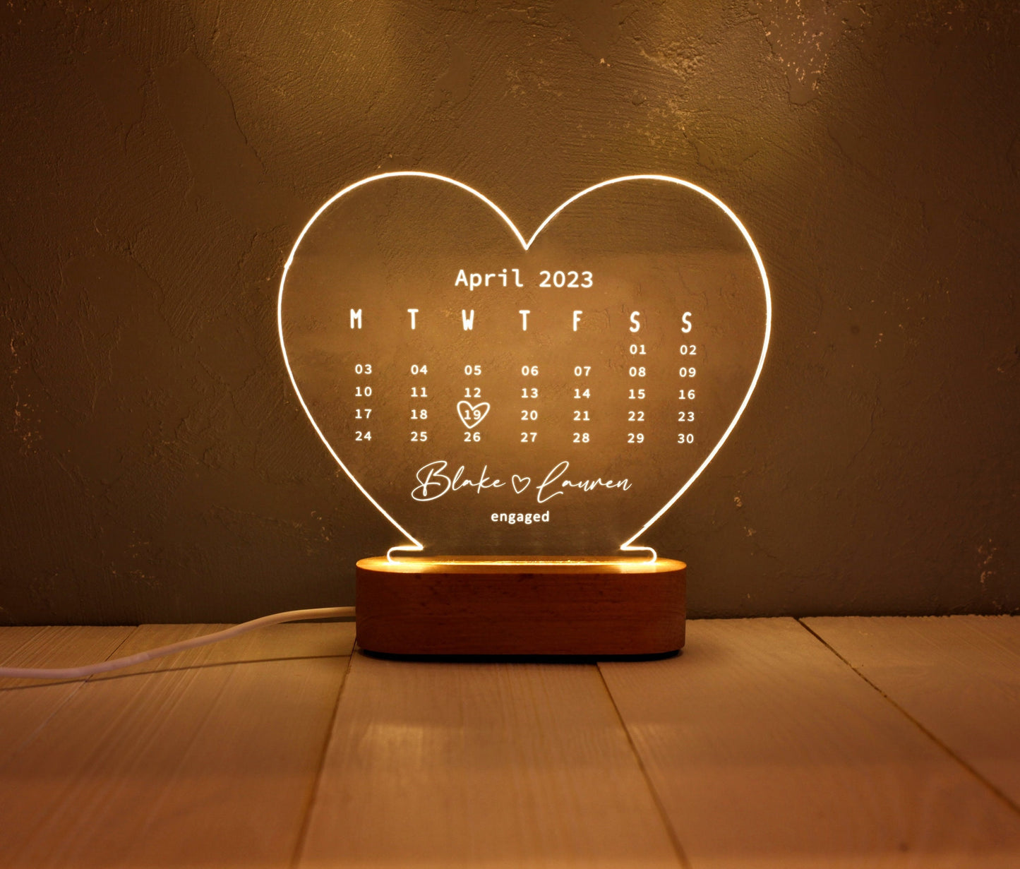 Custom Heart Led Light - Personalized Valentines Gift