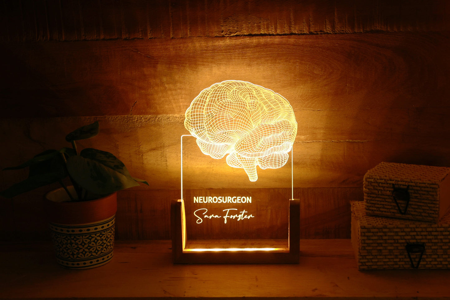 Neurologist Gifts, Brain LED Night Light Personalized