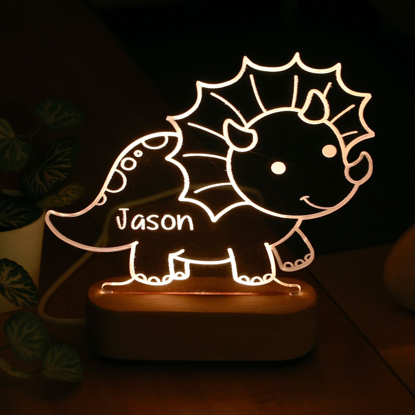 Kid Name Nightlight Personalized, Dino Nursery Decor