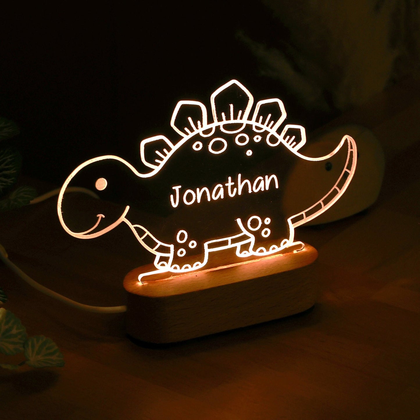 Kid Name Nightlight Personalized, Dino Nursery Decor