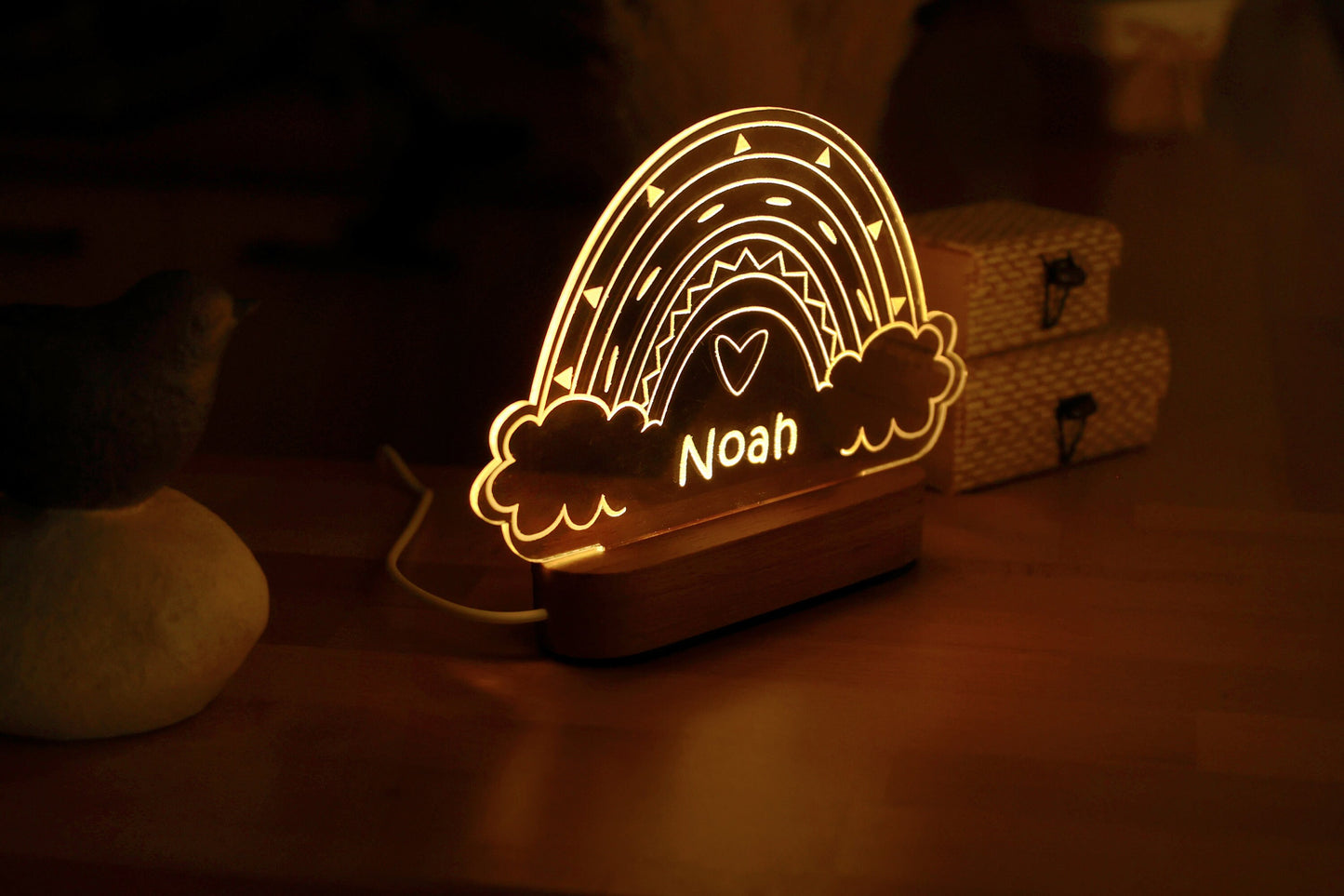 Custom Baby Night Light - Rainbow Nightlight Personalized Kids Name