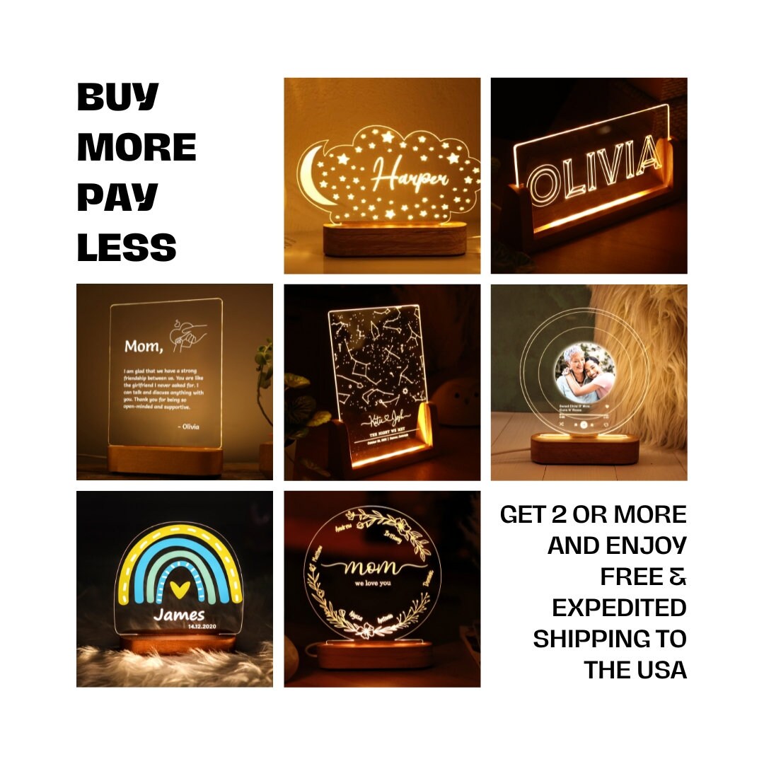 Personalized Infinity Plexi Night Light - Custom Anniversary Lamp