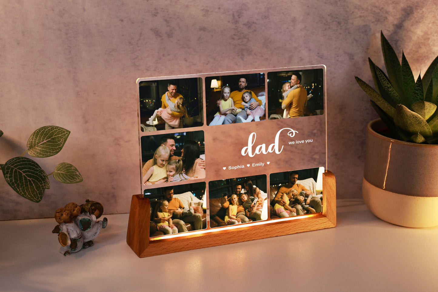 7 Photos Mom, Nana, Dad Personalized Night Light