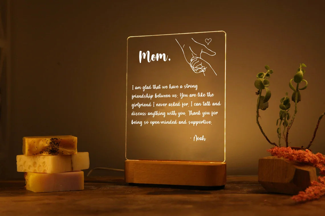 Customized Photo Night Light with Music - Mother's Day Gift for Mom, Nana, or Grandma - Mommy's Night Light with Music - Engraved Message