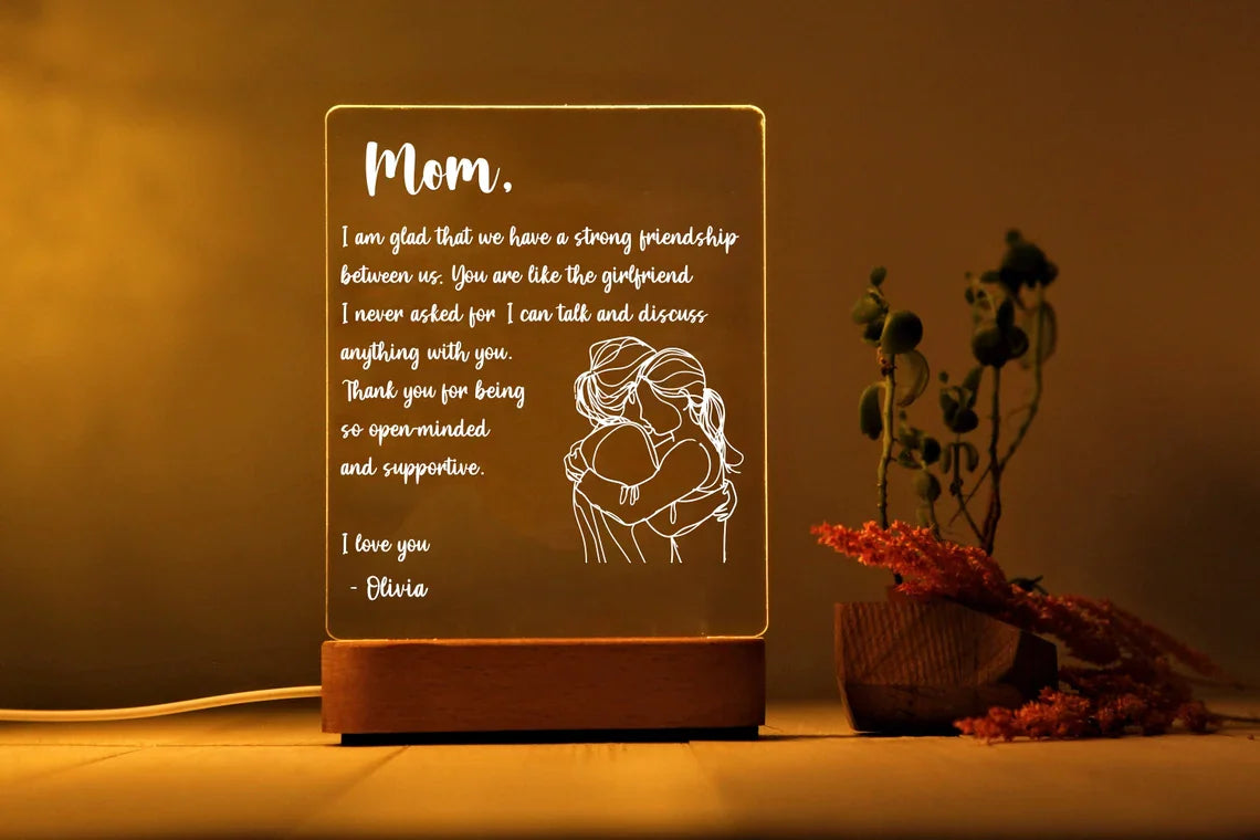 Customized Photo Night Light with Music - Mother's Day Gift for Mom, Nana, or Grandma - Mommy's Night Light with Music - Engraved Message