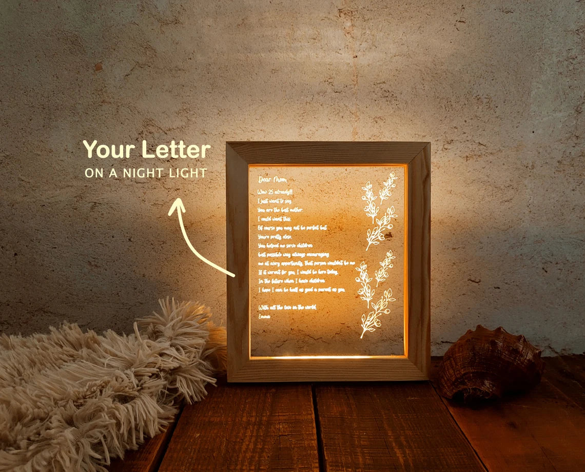 Personalized Hand-written Letter Night Light - Mother's Day Gift Ideas - Birthday Gifts for Mom, Grandma, Nana, Mommy - Custom gifts