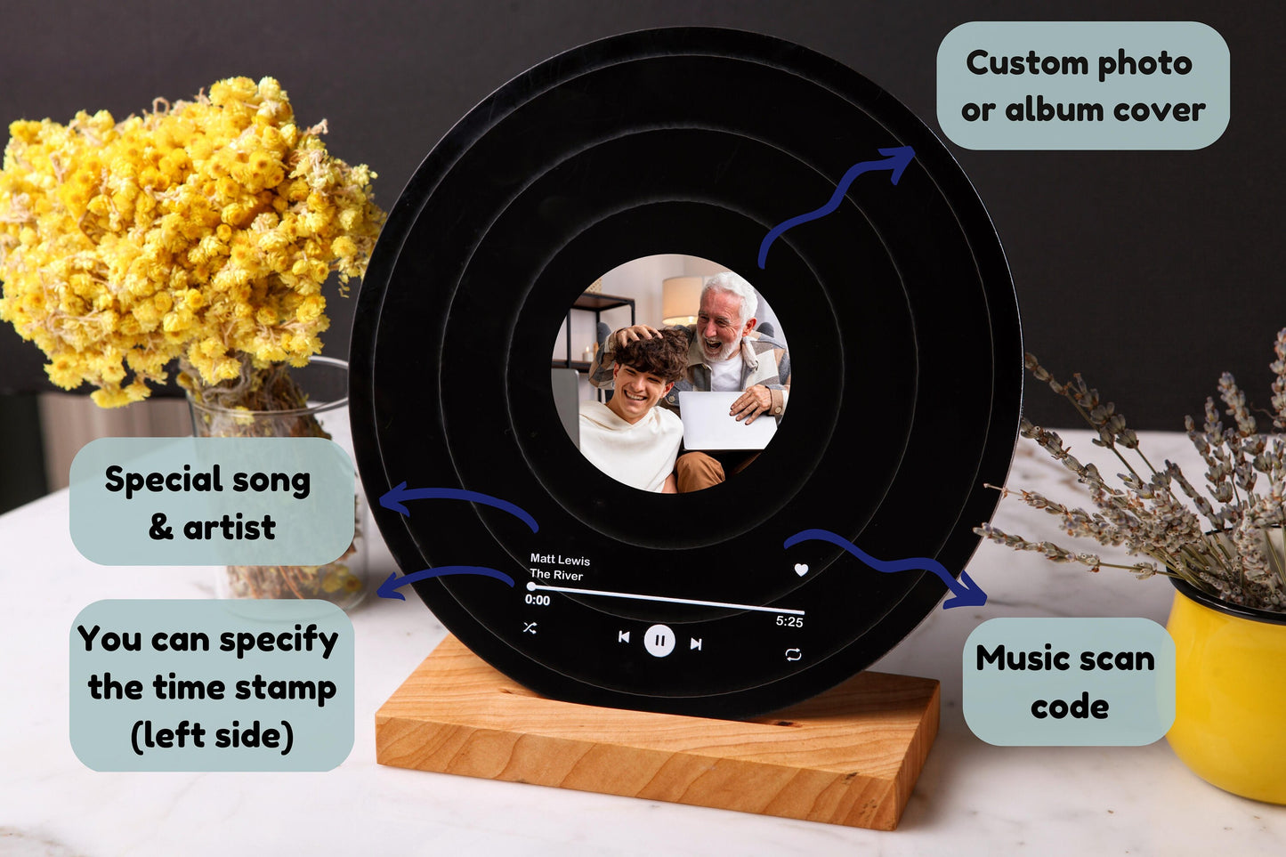 Custom Fathers Day Gift - Super Dad Gifts  - Gift for Dad - Grandpa Gift - Music Record Plaque - Father Gift From Kids - Daddy Birthday Gift