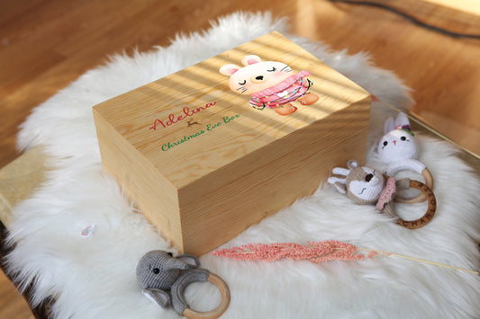 Custom Wooden Christmas Eve Box - Baby Boy Gifts - Keepsake Box - Christmas Box - Gift for Nephew - Gift for Baby - Christmas Gifts for Kids