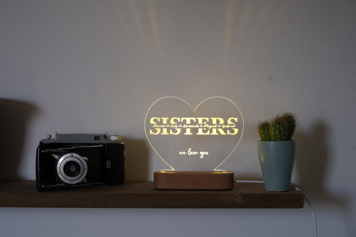 Personalized sister night lamp, gift for best female friend, sister custom night lamp, personalized BFF gift