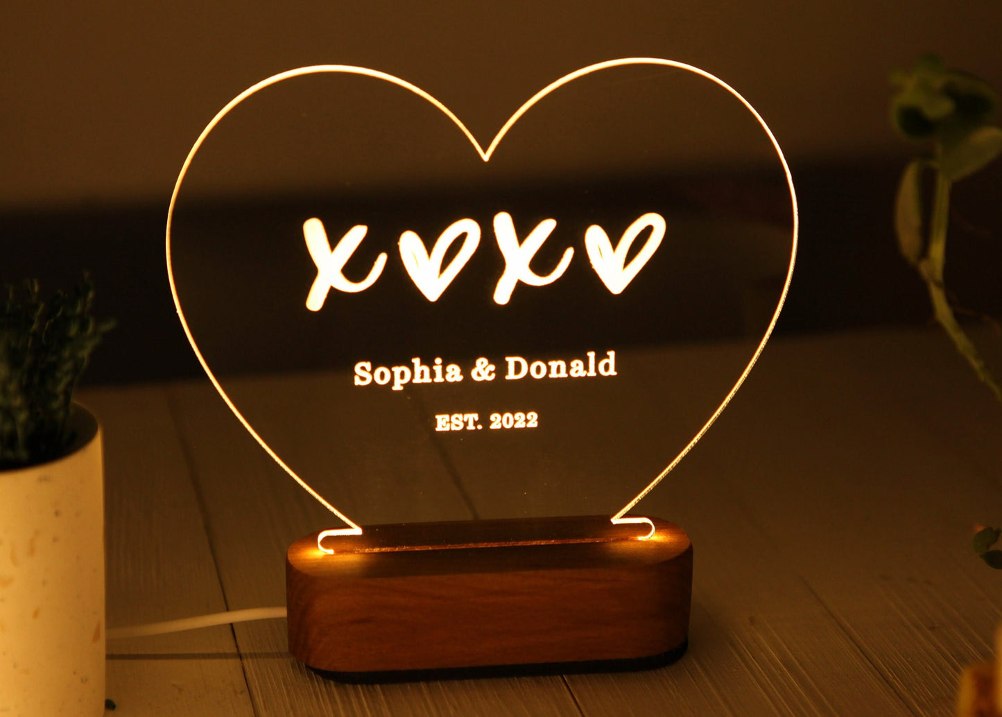 Custom Night Lamp as Valentines Gift - Engagement Gift for the Bride To Be - Marriage Gifts - Married Couple Gift Idea