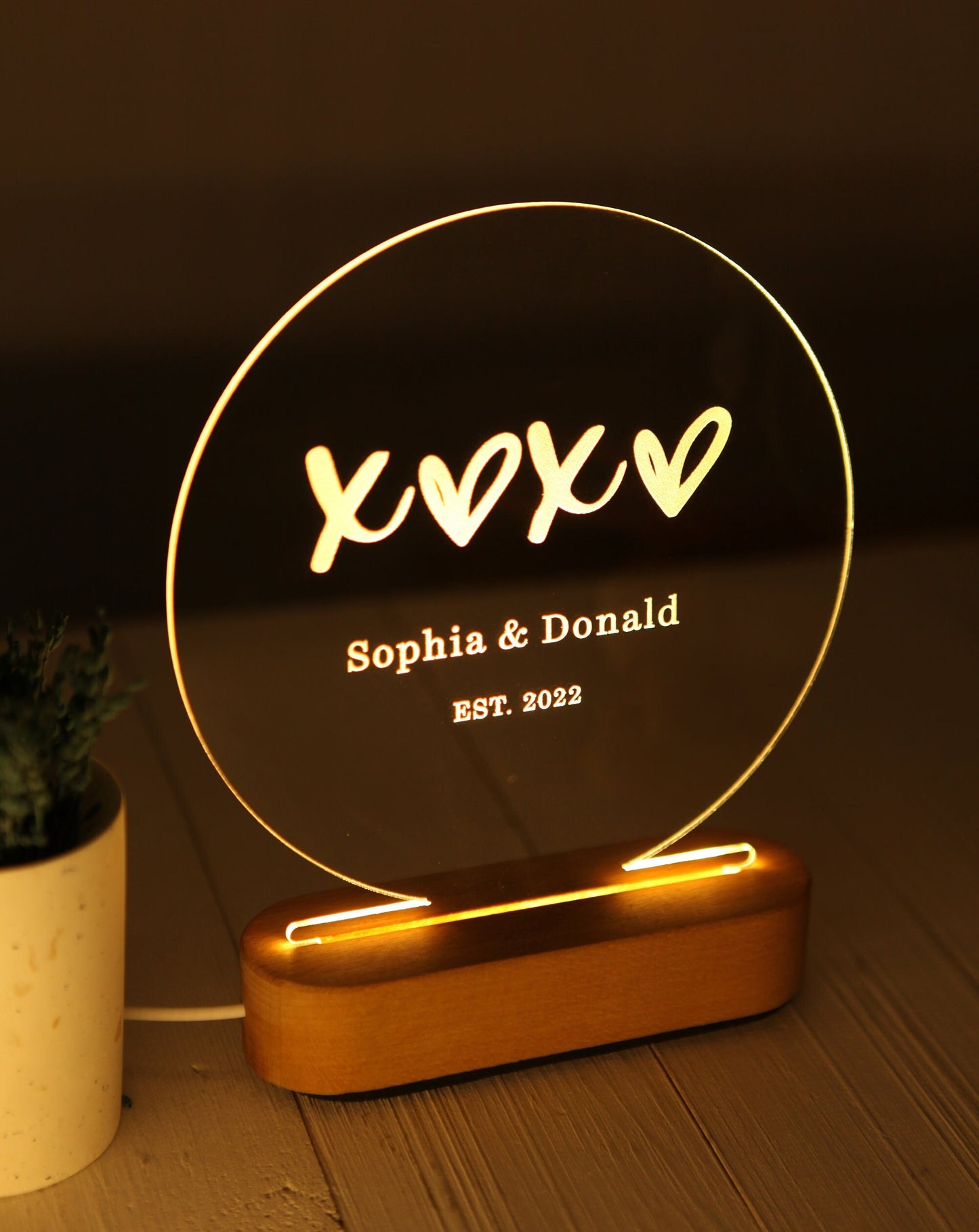 Custom Night Lamp as Valentines Gift - Engagement Gift for the Bride To Be - Marriage Gifts - Married Couple Gift Idea