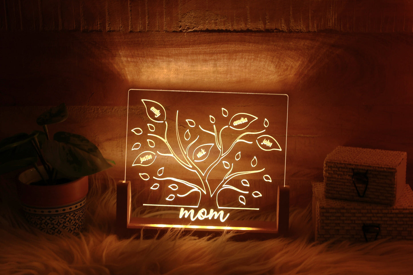 Mom Tree Night Light with Kids Name, Memorial Gift