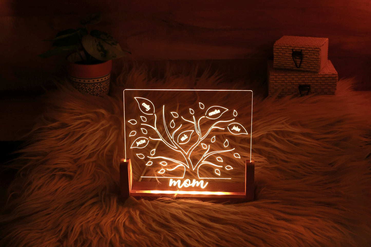 Mom Tree Night Light with Kids Name, Memorial Gift