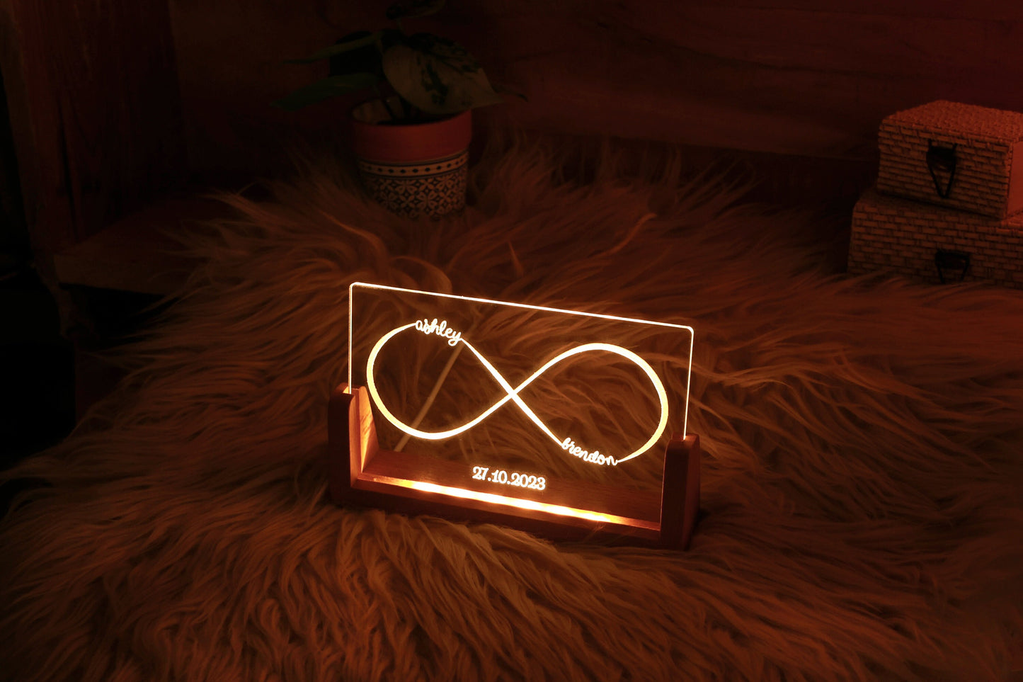 Double Name Infinity Night Lamp with Date - Custom Night Light