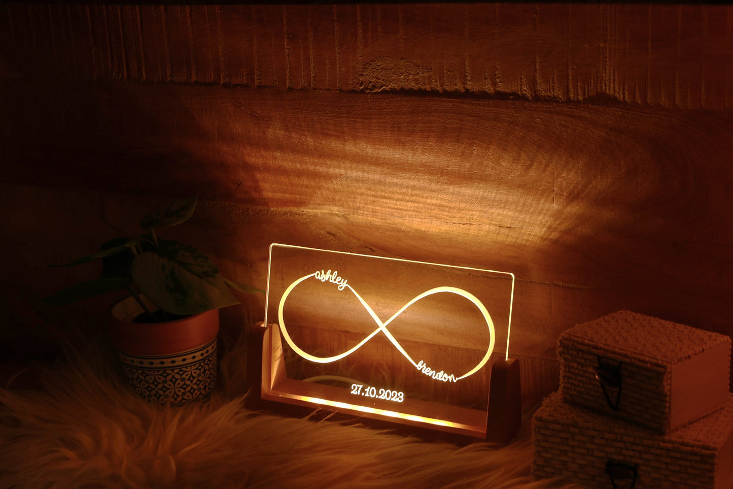 Double Name Infinity Night Lamp with Date 