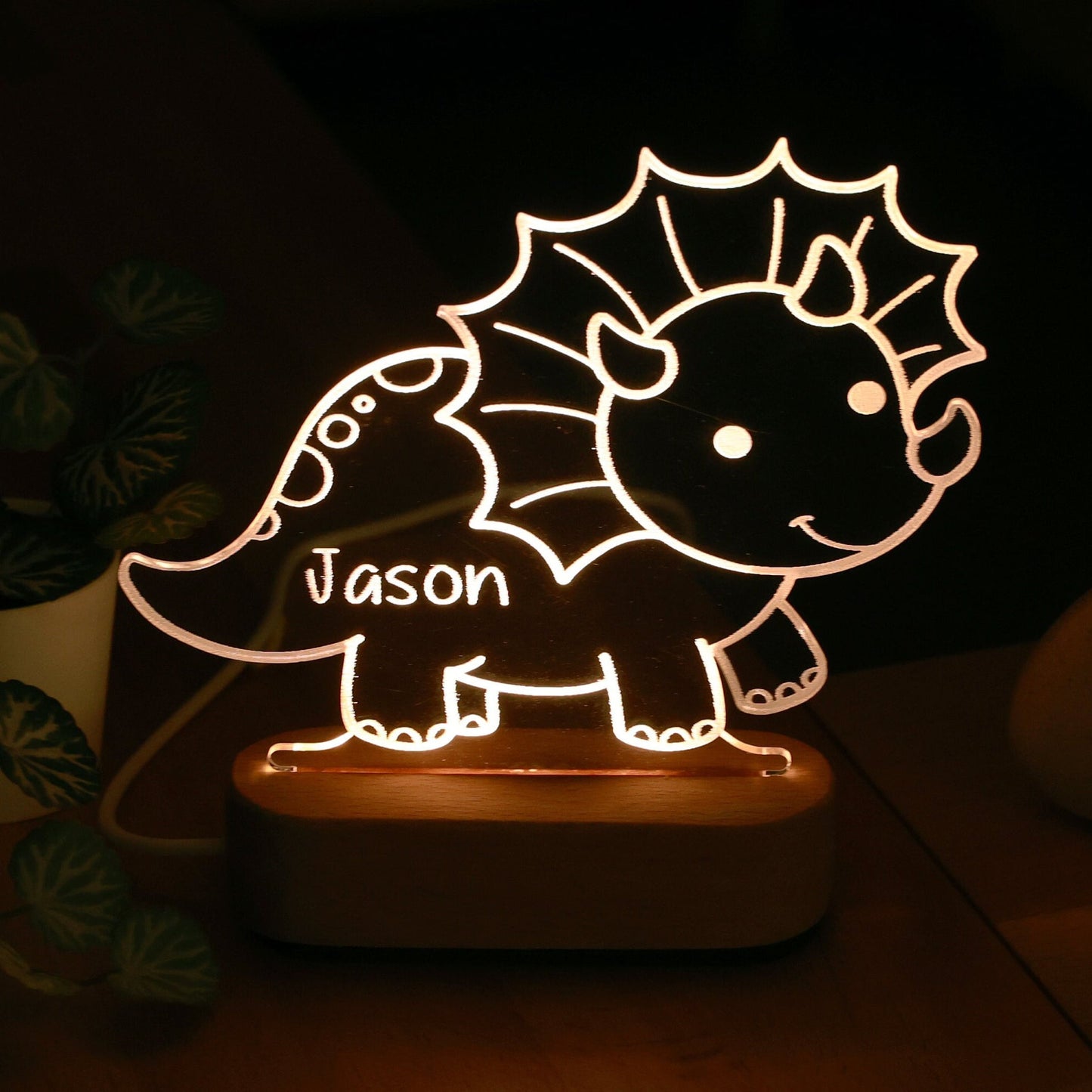 Personalized Dinosaur Night Light, Name Nightlight for Nursery Room Decor