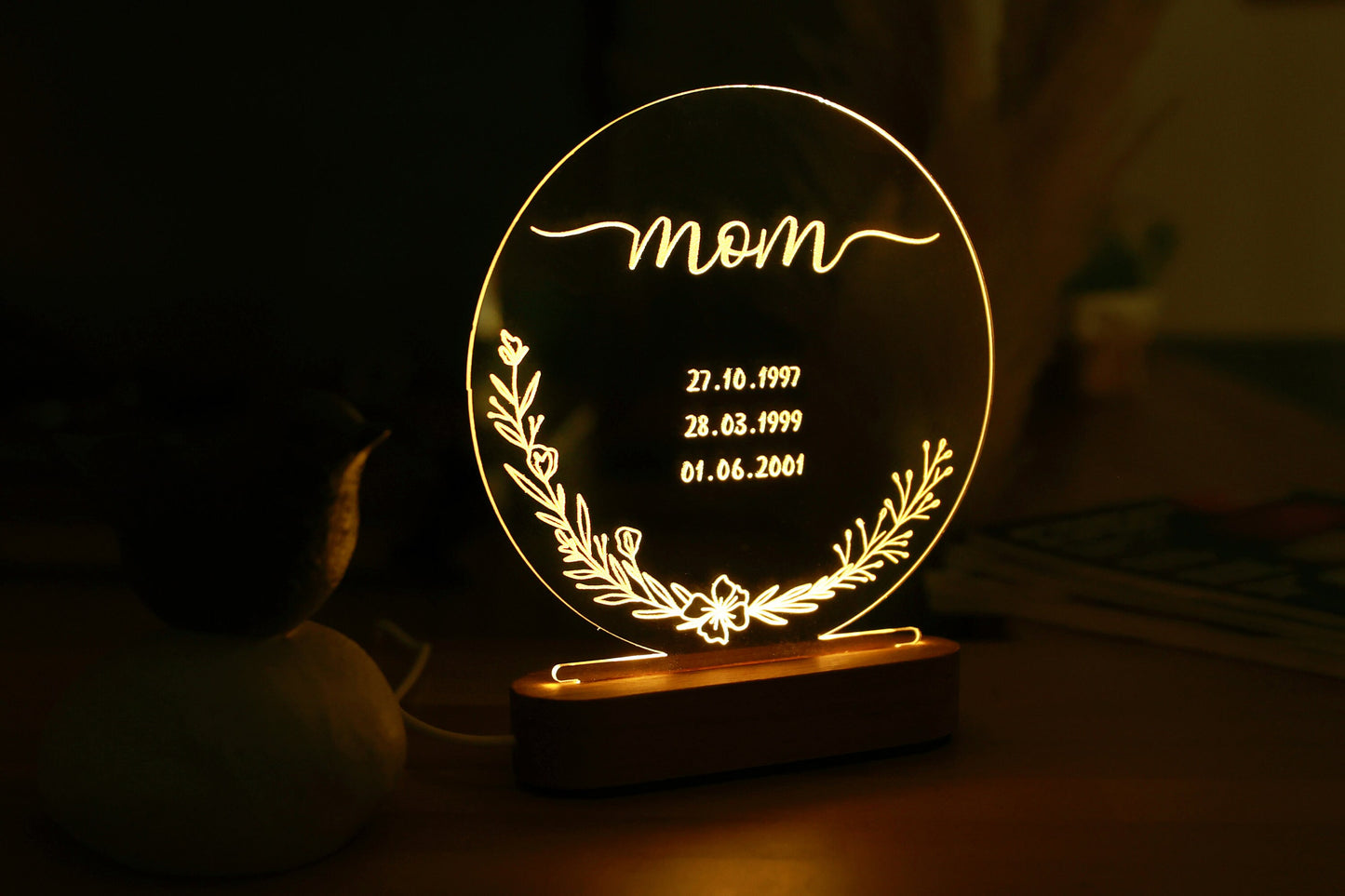 Personalized Mom Gifts, LED Night Light, Christmas & Birthday Surprises