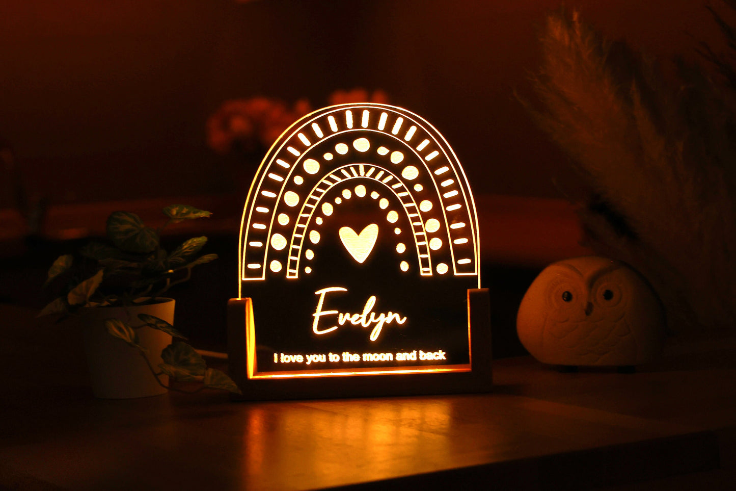 Nachtlicht für Kinder mit Namen, personalisiertes Weihnachtsgeschenk, Love You To The Moon &amp; Back LED-Nachtlicht