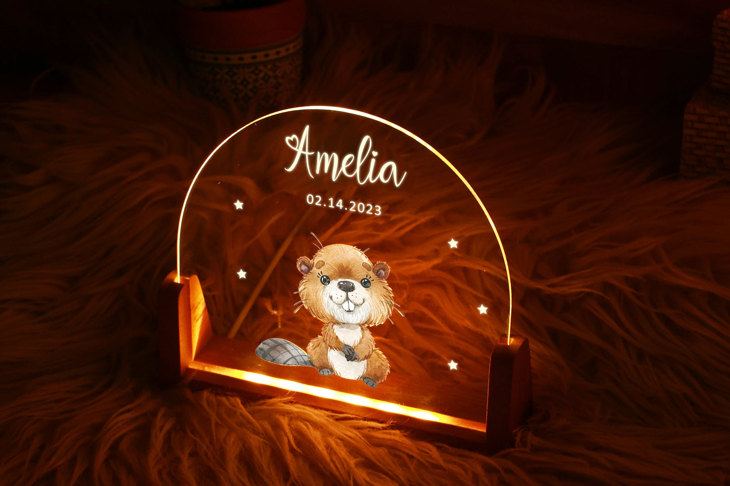 Personalized Jungle Animal Night Light, Custom Baby Name Nightlight for Nursery