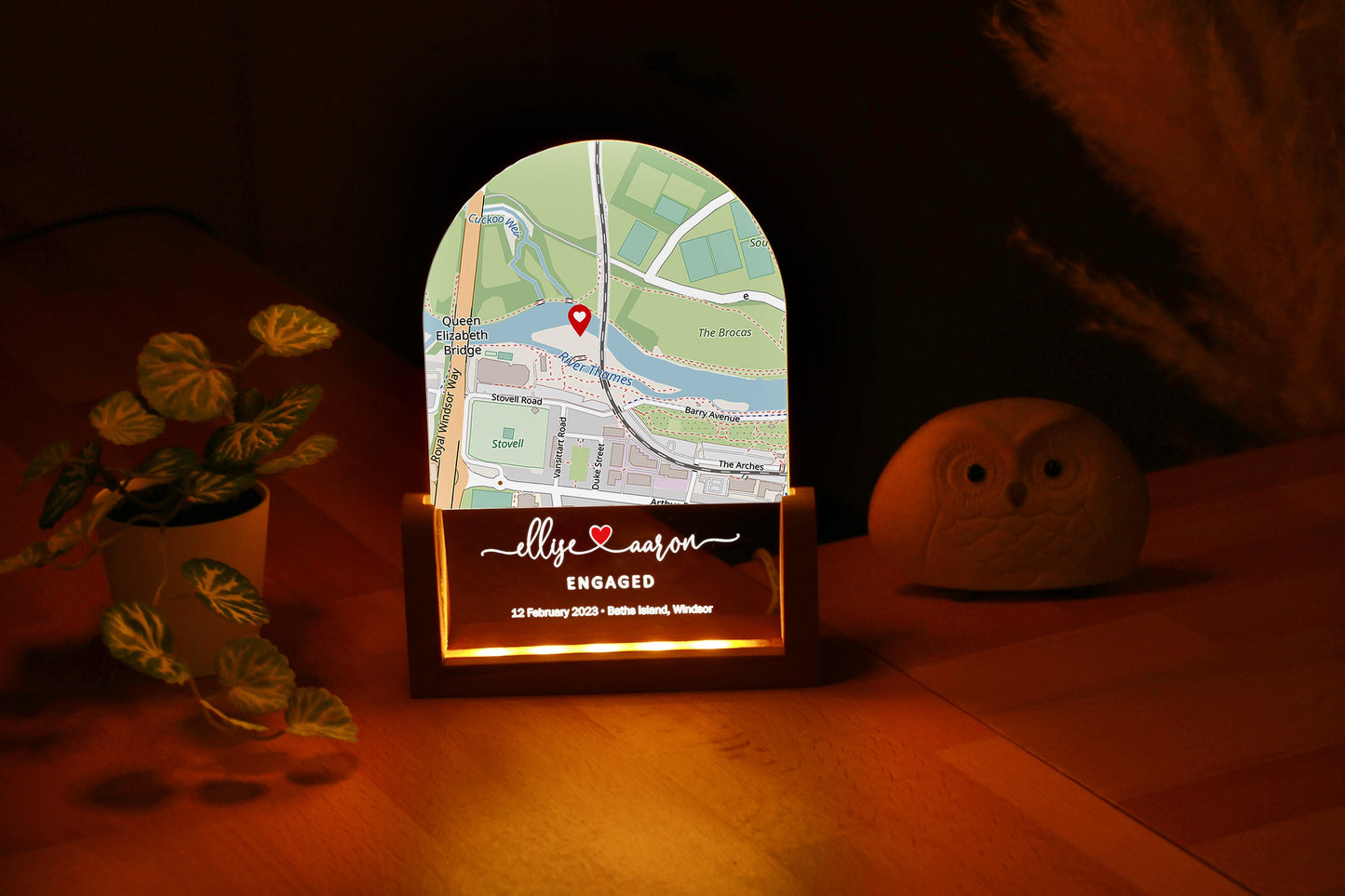 Custom Map Night Light, Personalized Location Light