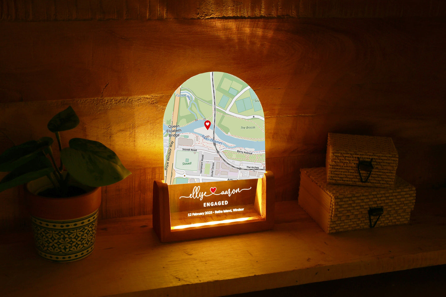 Custom Map Night Light, Personalized Location Light