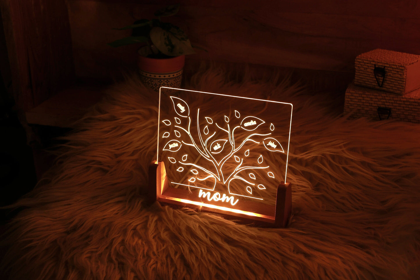 Mom Tree Night Light with Kids Name, Memorial Gift