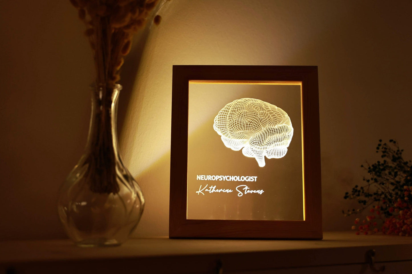 Personalized Framed Night Light for Neurologist - Psychology Student Graduation Gift